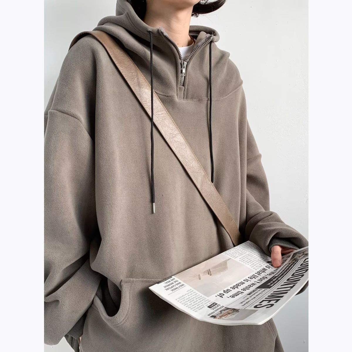Retro Fleece Hoodie Men's Loose Casual Warm Workwear Pullover Hoodie Couple Jacket_viptrois.com