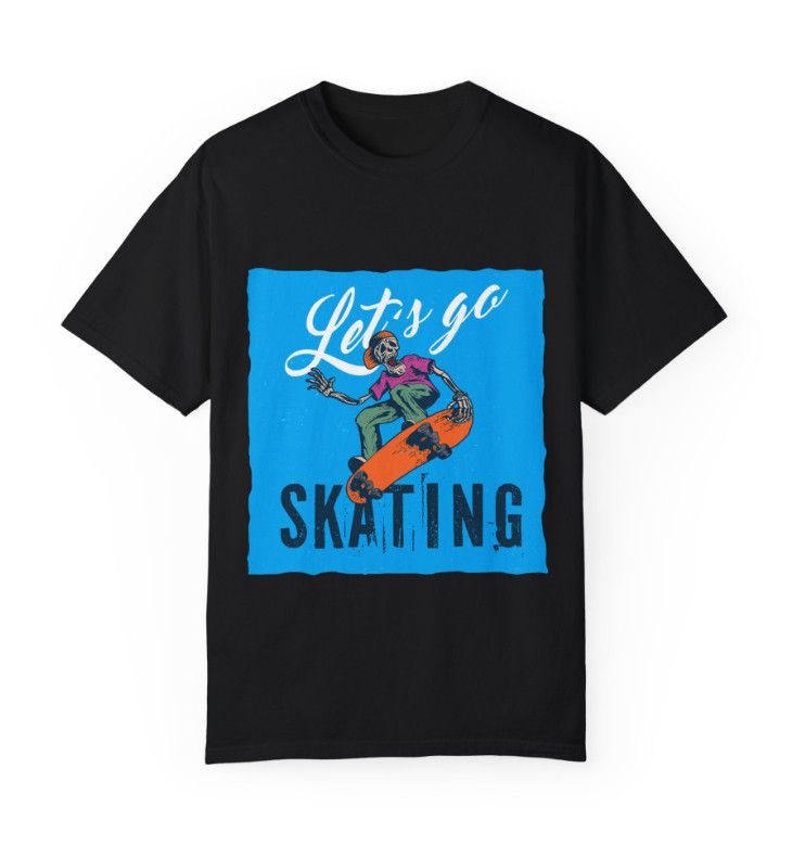 Skateboard T-Shirt Mens Womens Tees Top Label Design With Illustration Of Skeleton Playing Skateboard_viptrois.com