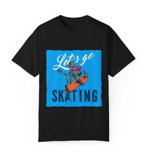 Skateboard T-Shirt Mens Womens Tees Top Label Design With Illustration Of Skeleton Playing Skateboard_viptrois.com