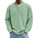 Men's Clothing Corduroy Stand Collar Zip-Up Long Sleeve Shirt - Autumn Casual Pullover Top With Stylish Stitching Details (Multiple Colors Available)_viptrois.com