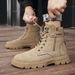 European Warm Series Autumn Winter High Top Lace-up Martin Youth Outdoor Fashion Casual Men's Side Zipper Trendy Mid-calf Leather Boots_viptrois.com