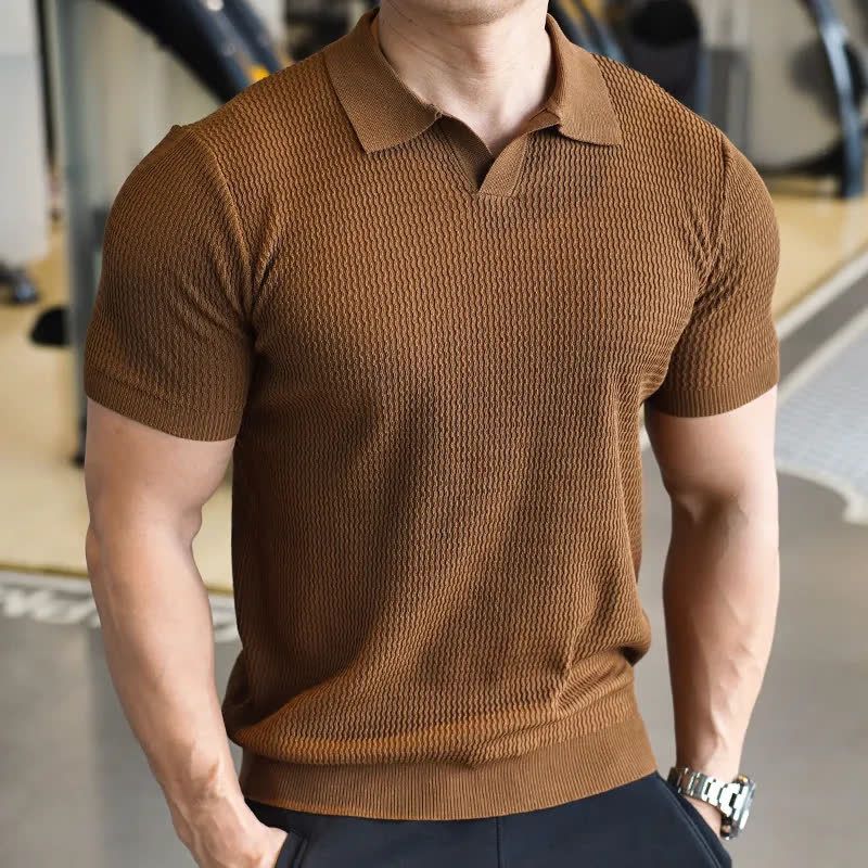 Men's Clothing New American Simple Retro Short Sleeved Men's Lapel Polo Shirt Business Slim Casual Versatile Short Sleeved T Shirt Summer_viptrois.com