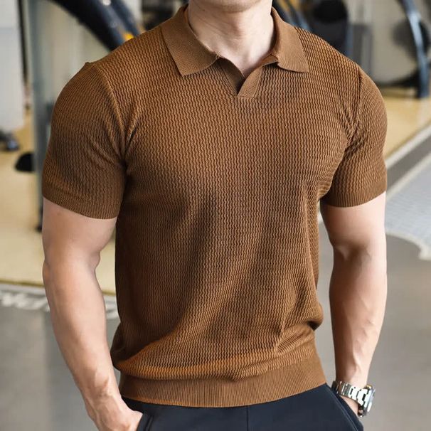 Men's Clothing New American Simple Retro Short Sleeved Men's Lapel Polo Shirt Business Slim Casual Versatile Short Sleeved T Shirt Summer_viptrois.com
