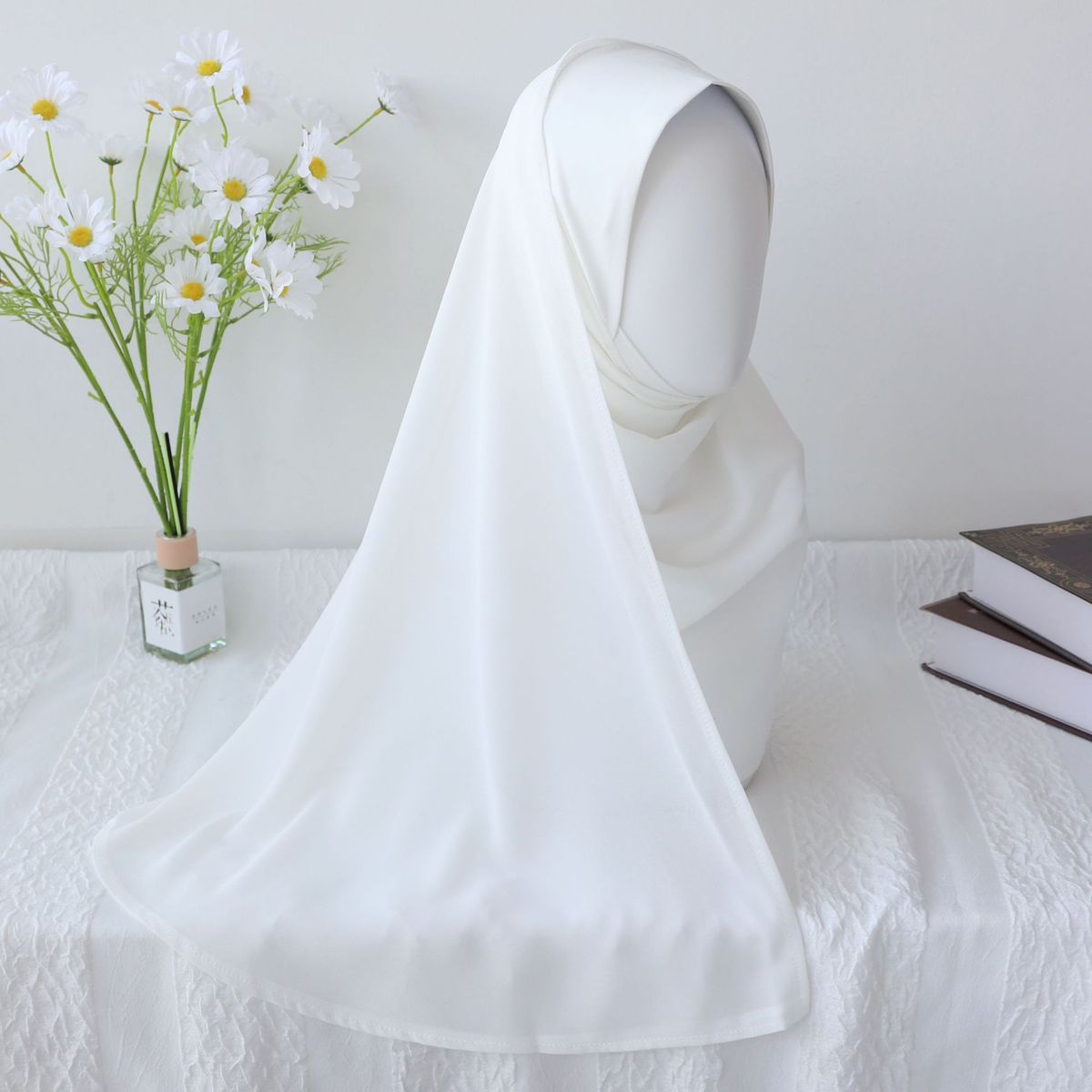 Women's Hijab solid color crystal linen chiffon scarf ladies head scarf comfortable breathable_viptrois.com
