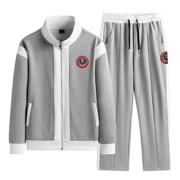 Men's Clothing Men's Spring And Autumn New Patchwork Contrast Color Jacket Trendy Casual Sports Suit Two Piece Set Color Tiger Head Style_viptrois.com