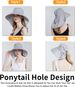 Ruqizhi Sun Hats For Women With Neck Flap Ponytail Hole Women Sun Hats Rollable UV Protection Fishing Hats Wide Brim UPF 50+_viptrois.com