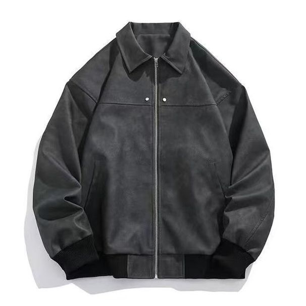 Men's Clothing Men's Retro Studded Leather Jacket Spring Autumn Style Lapel Baseball Coat For German Couple_viptrois.com