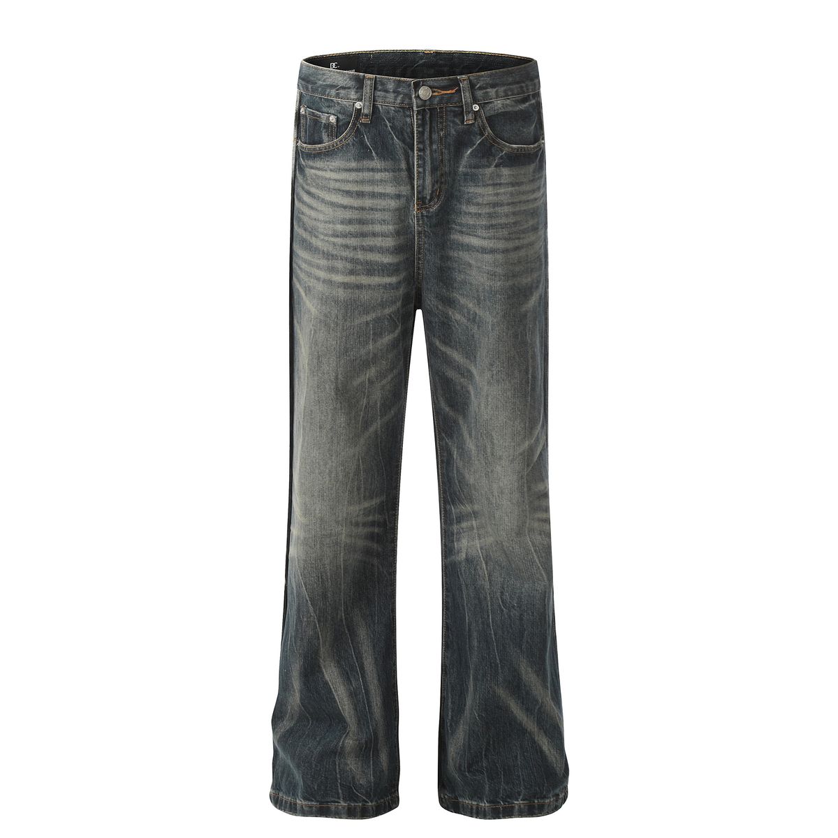 Men's Clothing Street Heavy Wash Decolorization Design High Men's And Women's Denim Trousers_viptrois.com