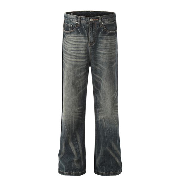 Men's Clothing Street Heavy Wash Decolorization Design High Men's And Women's Denim Trousers_viptrois.com