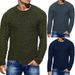 Men's Clothing Solid Color Round Neck Long Sleeve Knitted Top Large Size Men's Clothing_viptrois.com
