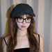 Beret Octagonal For Women, Artistic Striped Cotton Linen, Spring Summer Autumn, Face Slimming Newsboy Hat, Painter Hat_viptrois.com