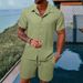Men's Clothing Casual Short Sleeved Summer Solid Color Tops Suit_viptrois.com