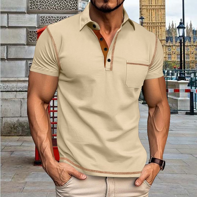 Men's Clothing Quick Drying Versatile Casual Shirt Summer New Collared Button Down Short Sleeved T-Shirt_viptrois.com