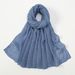 Women's Scarves New Solid Color Simple Silver Silk Wrinkled Long Scarf Elegant Ladies Retro Ethnic Headscarf Fashion Plain All Match Scarf_viptrois.com