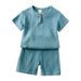 Toddler Boys Clothing Summer Simple Chinese Style Cotton And Linen Thin Breathable Suit Boys And Girls Short Sleeve Shorts Two Piece Set Loose_viptrois.com
