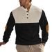 Men's Casual Button Up Collar Jacket European Size Autumn Winter American Fashionable Color Matched Pullover Sweatshirt_viptrois.com
