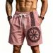 Men's Summer Bamboo Linen Shorts Viking Style Printed Casual Drawstring Straight Leg Pants Retro Fashion_viptrois.com