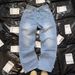 Men's Clothing Retro Personality Street Flower Embroidered Jeans Men And Women Casual Loose Trousers_viptrois.com