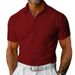 Europe, America, Cross-border, High-end Waffle Shirt Men's T-shirt Shirt Collar Summer Solid Color New Heavy Short Sleeves_viptrois.com