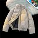Unisex Stand Collar Puffer Jacket - Winter Warm Thickened Polyester Coat For Couples, Loose Fit Zip-Up Casual Outerwear_viptrois.com