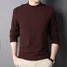 Pure Half Turtleneck Brushed Base Shirt Men's Mid-Neck Long Sleeve T-Shirt Sweatshirt Autumn Winter Double-Sided Fleece_viptrois.com