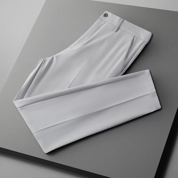 Men's Clothing Non Iron Solid Color Straight Nine Point Suit Pants For Men Versatile Loose Light Mature Style Casual Business Suit Pants_viptrois.com