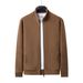Men's Clothing Fleece Zip-Up Jacket Winter Warm Windproof Casual Outerwear For Middle-Aged Men – Lightweight & Stylish (Green, White, Brown, Beige)_viptrois.com