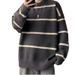 Loom Loom 2025 Striped Knitted For Men, Autumn Winter New Korean And European Style, Loose Fit Youth Sweater Jacket_viptrois.com