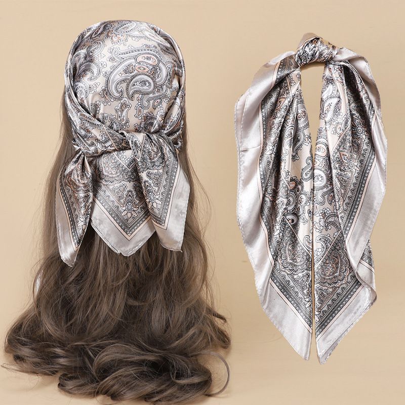 60cm Silk-Like Square Scarf Flight Attendant Style Neck Scarf Elegant Uniform Accessory Handbag Tie_viptrois.com