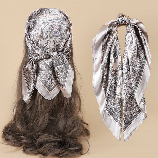 60cm Silk-Like Square Scarf Flight Attendant Style Neck Scarf Elegant Uniform Accessory Handbag Tie_viptrois.com
