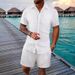 Men's Clothing Summer Casual Loose Short Sleeved Shorts Solid Color Sports Suit_viptrois.com