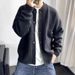 Korean-Inspired Oversized Cardigan – Color-Block Relaxed Fit Knit Sweater For Men (Wrinkle-Resistant Polyester Blend, M-3XL)_viptrois.com