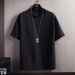 Men's Clothing Solid Color Short Sleeved T Shirt Men's Summer Versatile Student Loose Five Point Sleeve T Shirt Half Sleeved Top Bottoming Shirt_viptrois.com