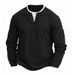 Men's T Shirt Fake Two Piece Double Layer Henry V Neck Fashion Stitching Large Size Bottoming Shirt Pocket Men's Long Sleeved T_viptrois.com