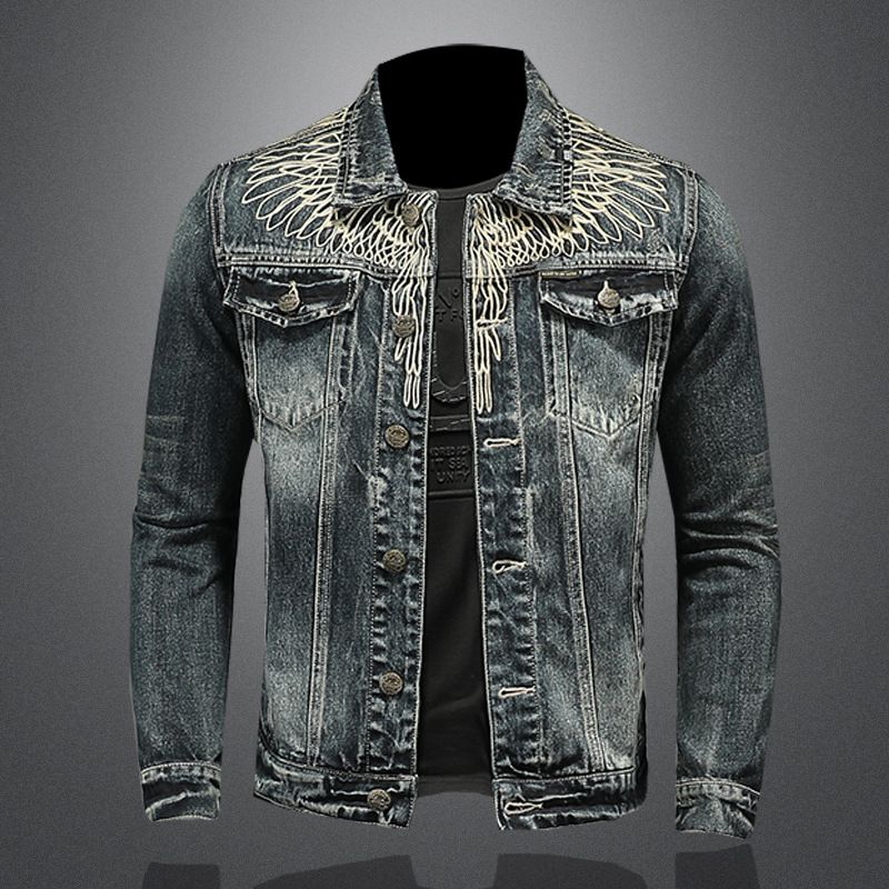 Men's Clothes Heavy Wings Embroidered Denim For Men Boutique Denim Jacket For Men_viptrois.com