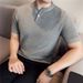 Men's Clothing Old Money Style Henley Collar Knitted Short Sleeved Polo Shirt Fashionable V Neck Trendy Half Sleeved T Shirt Top_viptrois.com