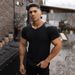 Summer Sports And Fitness Short Sleeved Casual Slim Fit Knitted Sweater, Tight Fitting, Super Elastic, Breathable_viptrois.com