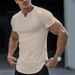 2025 Spring And Summer New V-neck Men's Casual T-shirt Top_viptrois.com