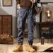 Vintage American Workwear Pants For Men - Relaxed Fit Cargo Jogger Pants With Multi-Pockets, Cotton Blend, Streetwear Casual Style_viptrois.com