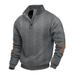 America Style Sprig Ad Autum Jacquard Me's Butto Stad Collar Patchwork Hery Log Sleeve Casual Sweatshirt For_viptrois.com