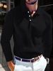 2025 New Style European And American Men's T-shirt, Knitted Lapel, Business Button, Fitted Long-sleeved Polo Shirt_viptrois.com
