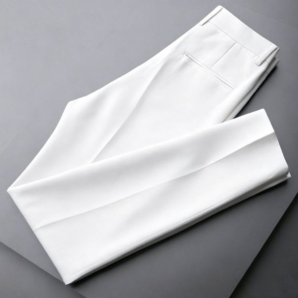 Men's Clothing White Trousers Spring And Summer Thin Beige Trousers Men's Casual Trousers Suit Men's Drape Straight_viptrois.com