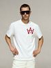 Men's 100% Cotton WA Monogram Print Tee, Light Luxury Casual Round Neck Retro Vintage Short Sleeve T-shirt_viptrois.com