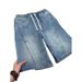 Men's High Street Style Denim Shorts Vibe Retro Straight Leg Loose Fit Wide Leg Style Casual Five Point Pants_viptrois.com
