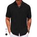Men's Clothing Summer Men's Tops Cuban Collar Short Sleeve Shirt Loose Half Sleeve Non Iron Shirt_viptrois.com
