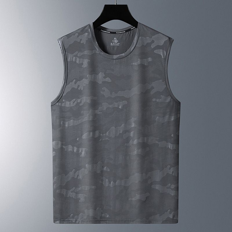 Men's Clothing Summer Ice Silk Quick Drying Waistcoat Vest Ice Silk Short Sleeved Sports Fitness Sleeveless T Shirt_viptrois.com