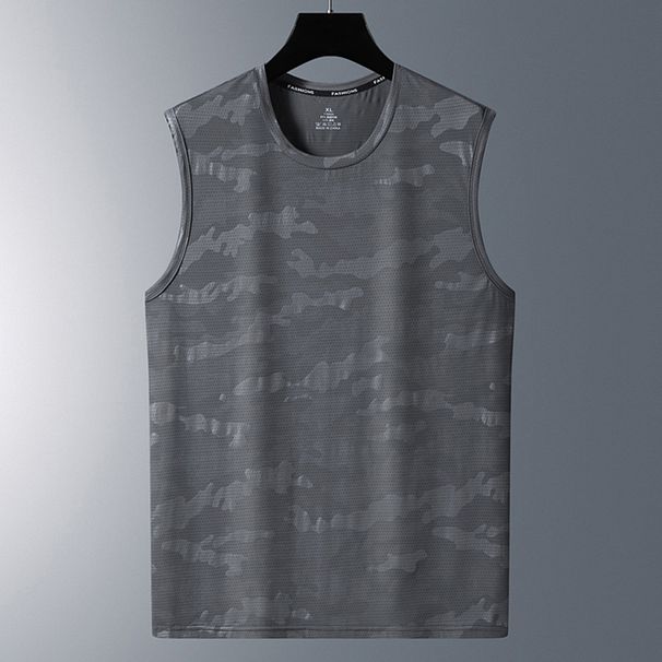 Men's Clothing Summer Ice Silk Quick Drying Waistcoat Vest Ice Silk Short Sleeved Sports Fitness Sleeveless T Shirt_viptrois.com