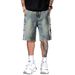 Men's Retro Blue Shorts Decorative Button Details 5 Inch Inseam Loose Straight Leg Casual Breathable Summer Shorts_viptrois.com
