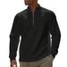 Men's Fleece-Lined Solid Color Stand Collar Pullover Sweatshirt - Warm Long Sleeve Casual Top For Autumn & Winter_viptrois.com