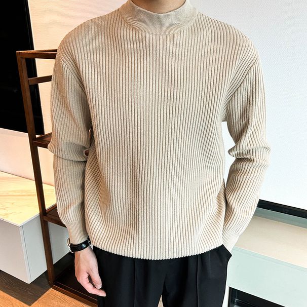 Men’s Slim-Fit High Neck Sweater – 7 Solid Colors, Breathable & Wrinkle-Resistant For Business Casual & Layering_viptrois.com